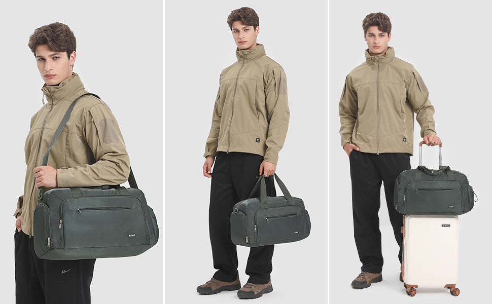 Conjunto de 2 bolsas de viaje Kono para equipaje de mano, bolsa de fin de semana con compartimento para zapatos y neceser, diseño multicámara para viajes y deportes.