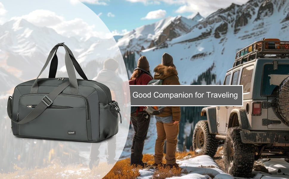 Conjunto de 2 bolsas de viaje Kono para equipaje de mano, bolsa de fin de semana con compartimento para zapatos y neceser, diseño multicámara para viajes y deportes.