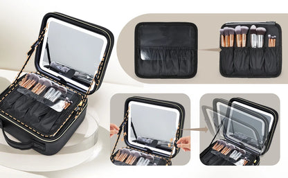 Bolsa de maquillaje con espejo LED