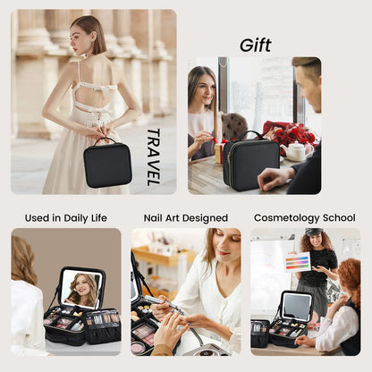Bolsa de maquillaje con espejo LED