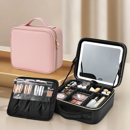 Bolsa de maquillaje con espejo LED