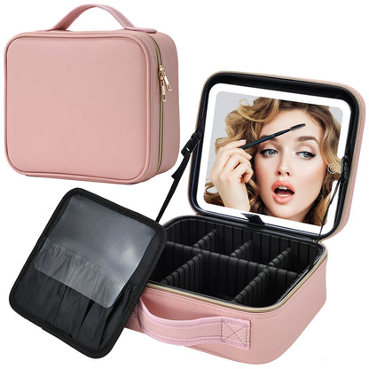 Bolsa de maquillaje con espejo LED